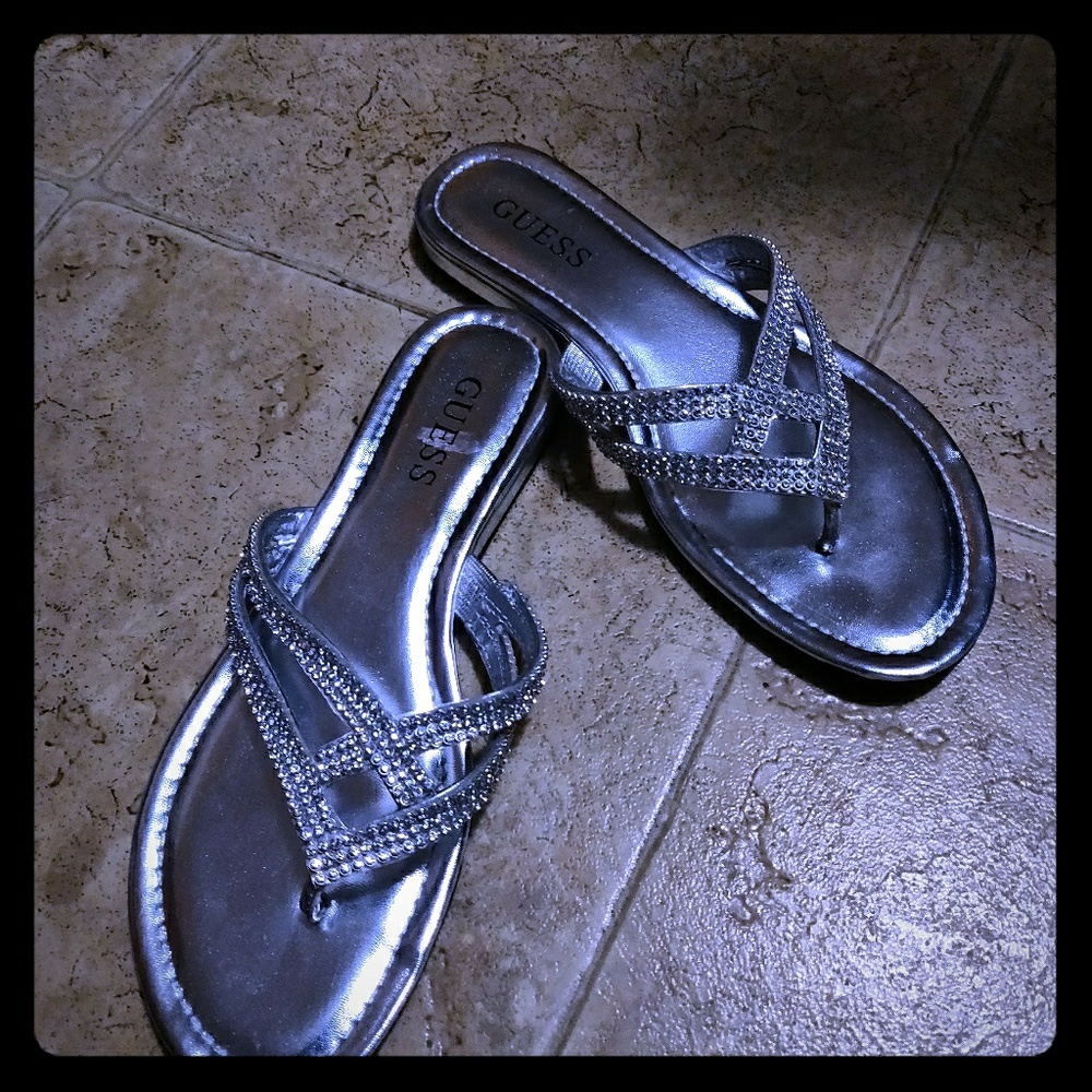 Metallic selver guess sandals